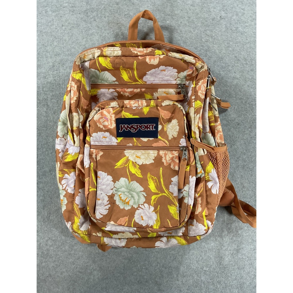 JanSport Big Student Backpack Orange Floral Print School Bag JS0A47JK